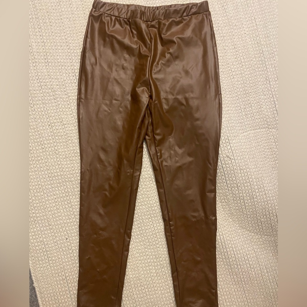 SHEIN Brown Dress Pants with Glossy Finish